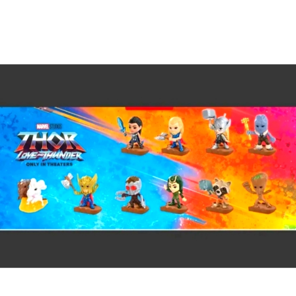 :* Complete 10pc bundle of McDonald’s Thor Love and Thunder Happy Meal Toys used